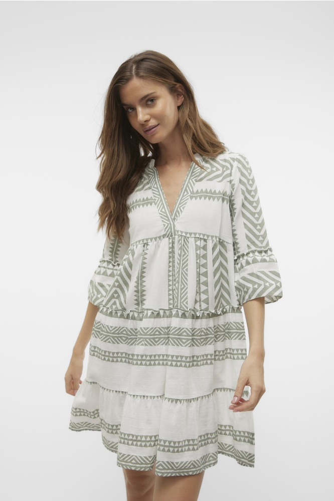 VMDICTHE 3/4 TUNIC WVN GA NOOS 10225127 SNOW WHITE/IBIZA HEDGE